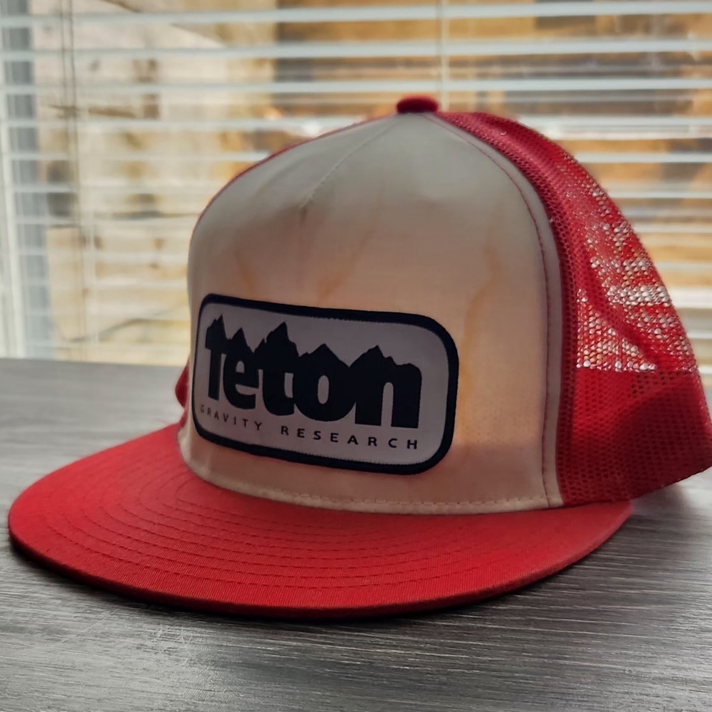 Teton Gravity Research Red & White Classic Trucker Snapback Hat.